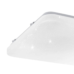 Eglo EU Frania-IP Bathroom Ceiling Light Square White Crystal Effect Shade CCT