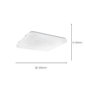 Eglo EU Frania-IP Bathroom Ceiling Light Square White Crystal Effect Shade CCT