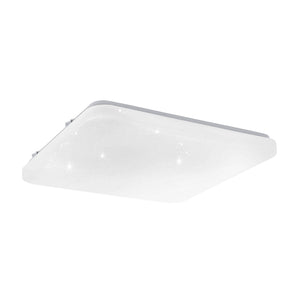 Eglo EU Frania-IP Bathroom Ceiling Light Square White Crystal Effect Shade CCT