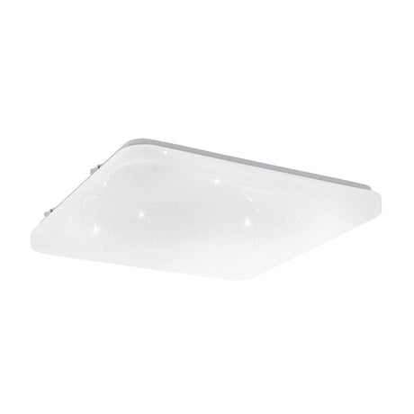 Eglo EU Frania-IP Bathroom Ceiling Light Square White Crystal Effect Shade CCT