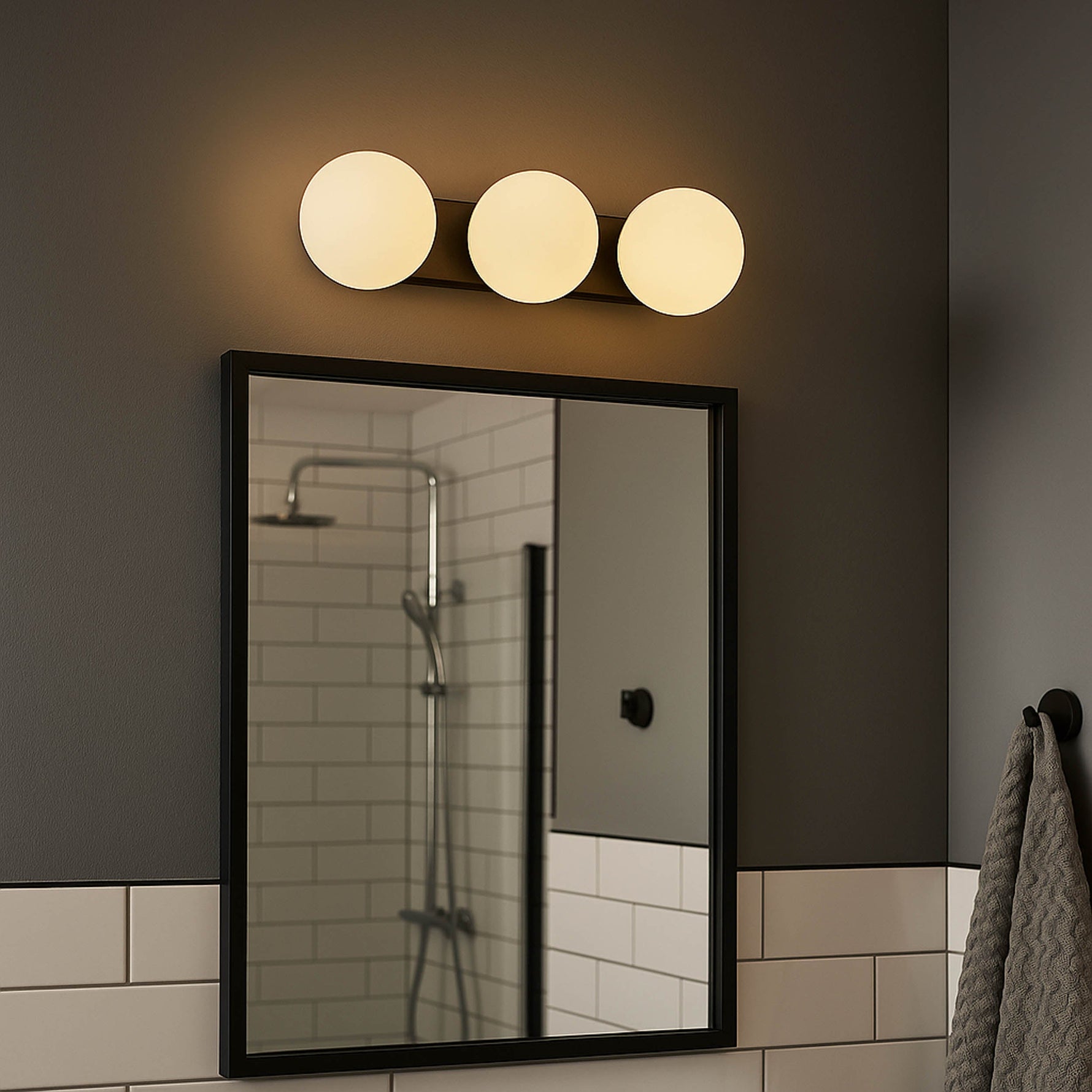 Eglo EU Castrovido LED Bathroom Ceiling Light with Four White Glass Globes & Chrome Steel Mount