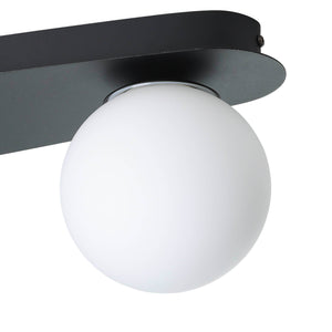 Eglo EU Castrovido LED Bathroom Ceiling Light with Three White Glass Globes & Black Steel Mount