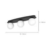 Eglo EU Castrovido LED Bathroom Ceiling Light with Three White Glass Globes & Black Steel Mount