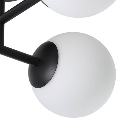 Eglo EU Castrovido LED Bathroom Ceiling Light with Four White Glass Globes & Black Steel Mount