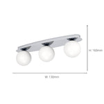 Eglo EU Castrovido LED Bathroom Ceiling Light with Three White Glass Globes & Chrome Steel Mount