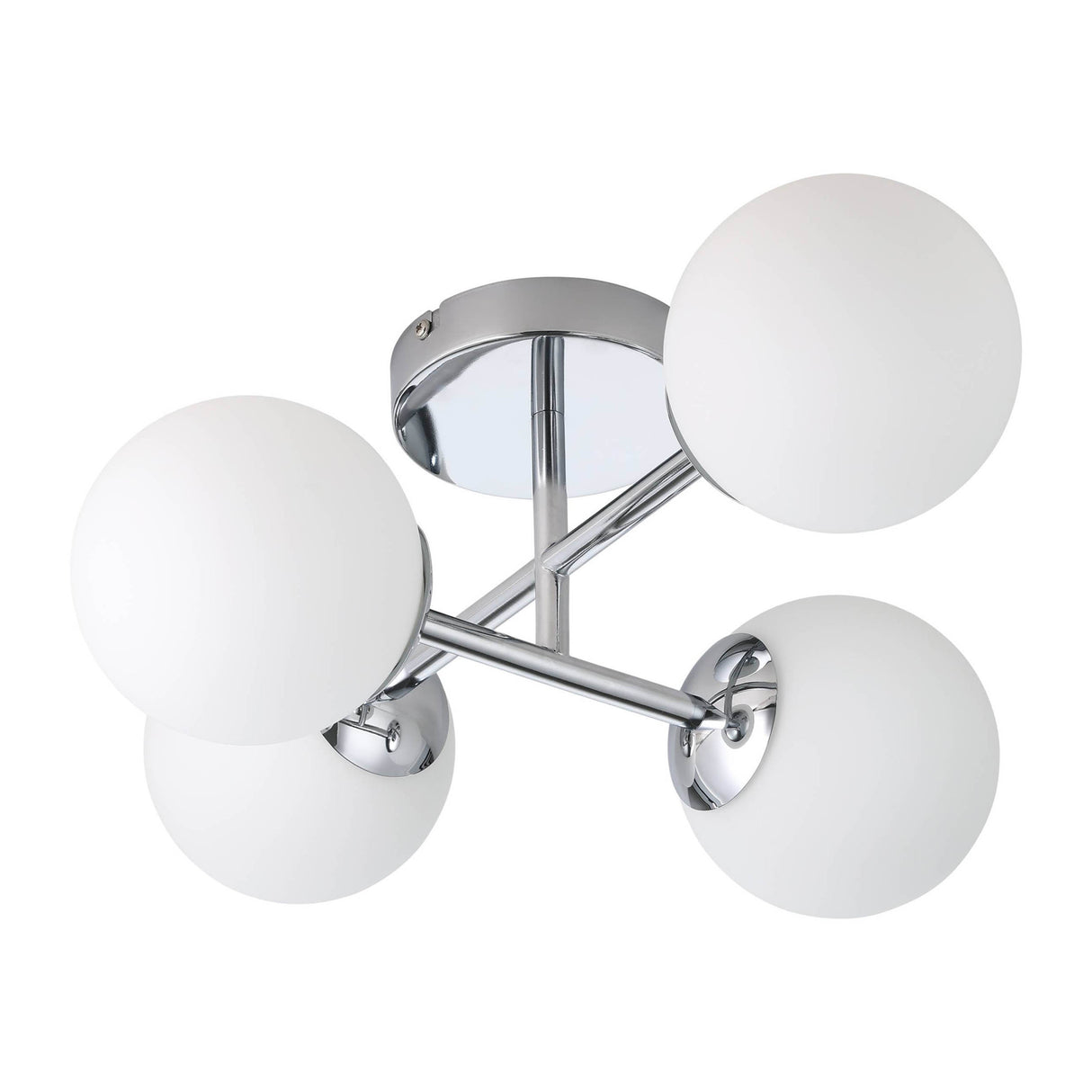Eglo EU Castrovido LED Bathroom Ceiling Light with Four White Glass Globes & Chrome Steel Mount