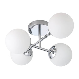Eglo EU Castrovido LED Bathroom Ceiling Light with Four White Glass Globes & Chrome Steel Mount