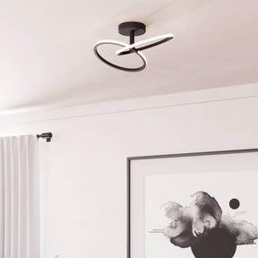 Eglo EU Congiunti LED Ceiling Light Modern Black Steel with Dual Interlinked Ring Design