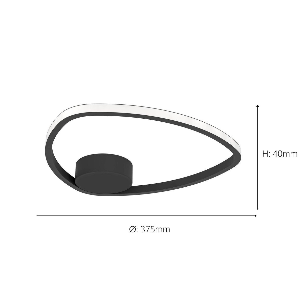 Eglo EU Moschella LED Ceiling Light 37.5cm Round Black Aluminium & Steel Frame with White Diffuser, Tri?Colour CCT