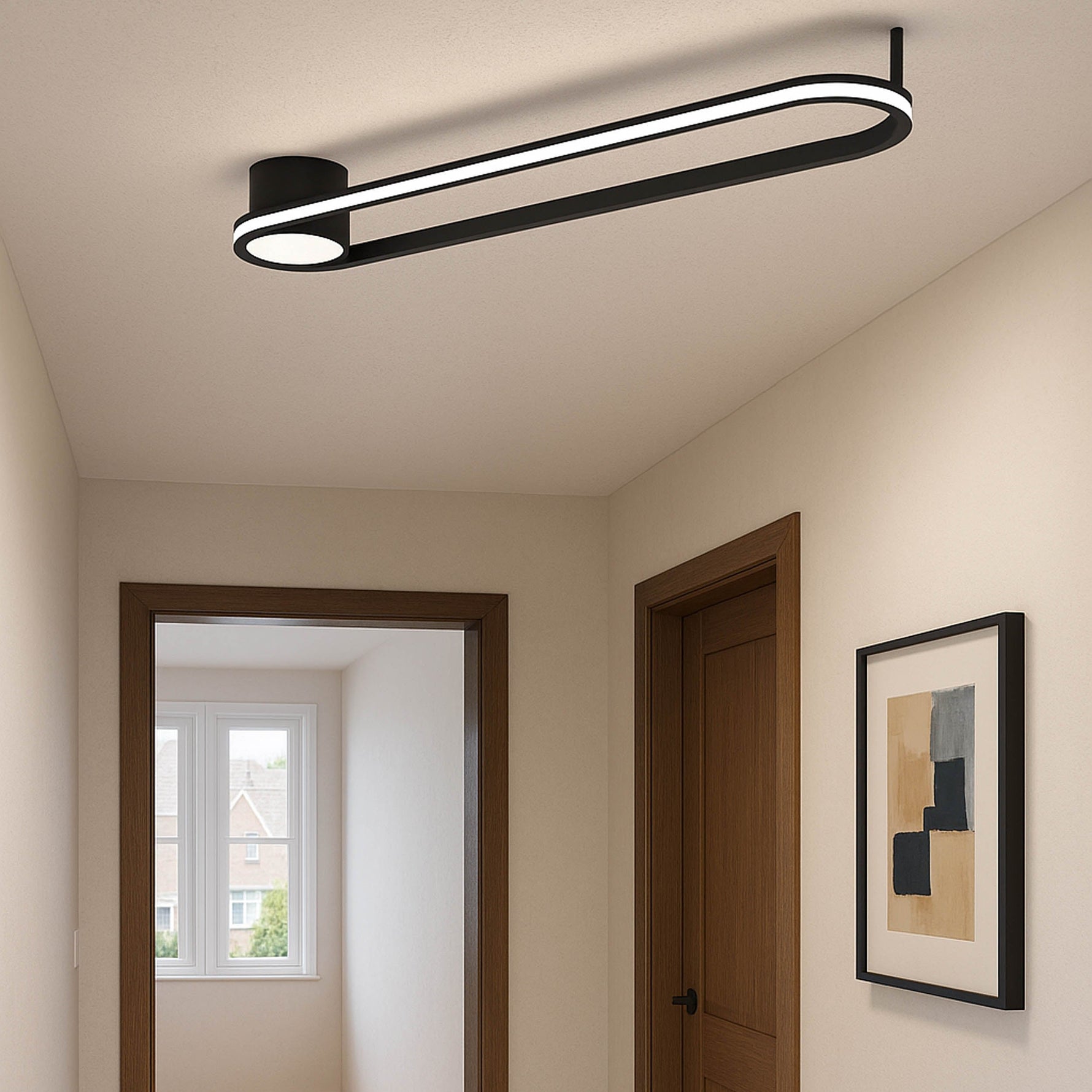 Eglo EU Collecorvino LED Ceiling Light Modern White Steel & Aluminum Slim Oval Light Panel product image - Endon Lighting from First Light Direct with great prices and fast UK delivery