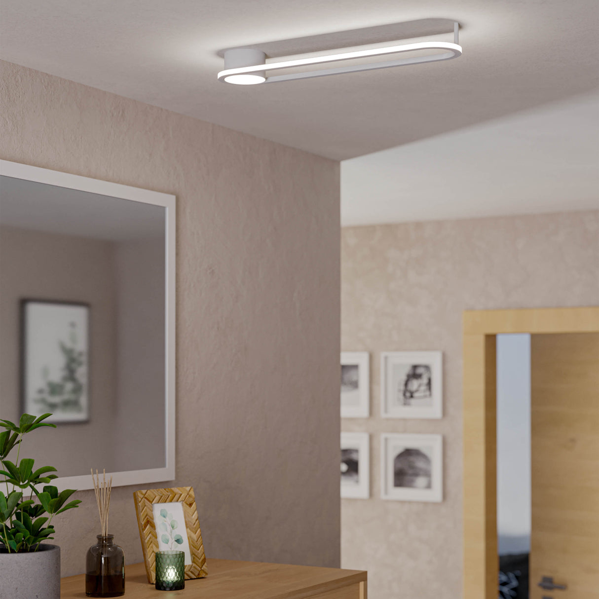 Eglo EU Collecorvino LED Ceiling Light Modern White Steel & Aluminum Slim Oval Light Panel