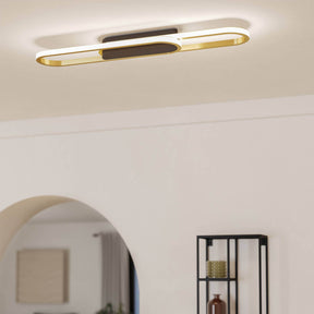 Eglo EU Conivarena LED Ceiling Light Modern Brushed Brass Elongated Oval Design 