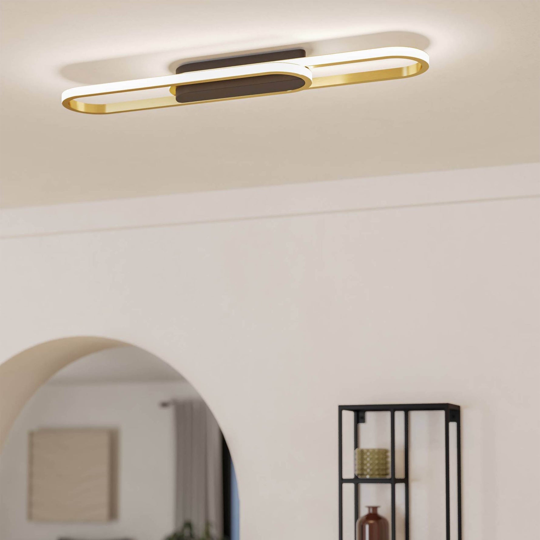 Eglo EU Conivarena LED Ceiling Light Modern Chrome Elongated Oval Design product image - Endon Lighting from First Light Direct with great prices and fast UK delivery