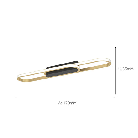 Eglo EU Conivarena LED Ceiling Light Modern Brushed Brass Elongated Oval Design