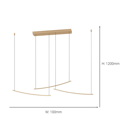 Eglo EU Villeggi Matte Brass Contemporary LED Pendant Light