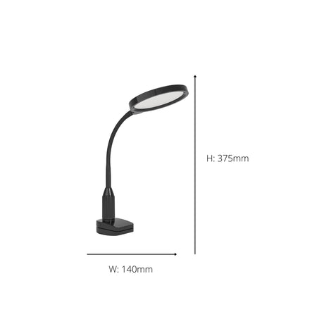 Eglo EU Lauro LED Clamp Table Lamp Black Plastic with Touch Dimmer & 3?Step CCT