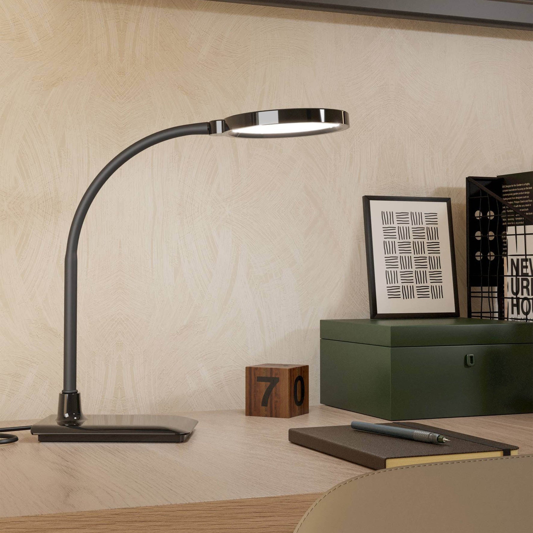 Eglo EU Lauro LED Clamp Table Lamp White Plastic with Touch Dimmer & 3?Step CCT