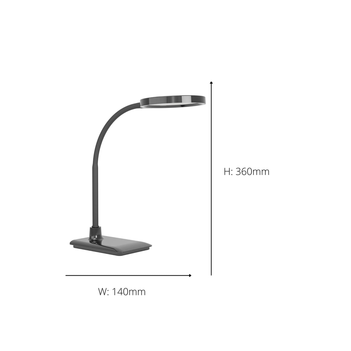Eglo EU Lauro LED Table Lamp Black Plastic Slim Rounded Light Head