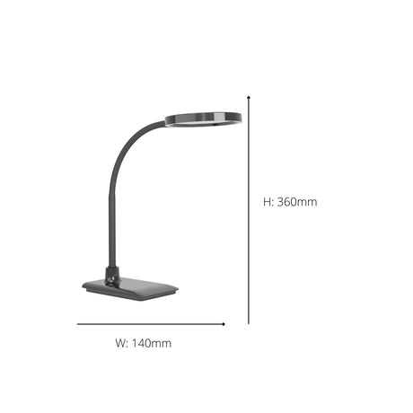 Eglo EU Lauro LED Table Lamp Black Plastic Slim Rounded Light Head