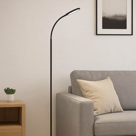 Eglo EU Lauro LED Floor Light Black Plastic Slim Rounded Light Head