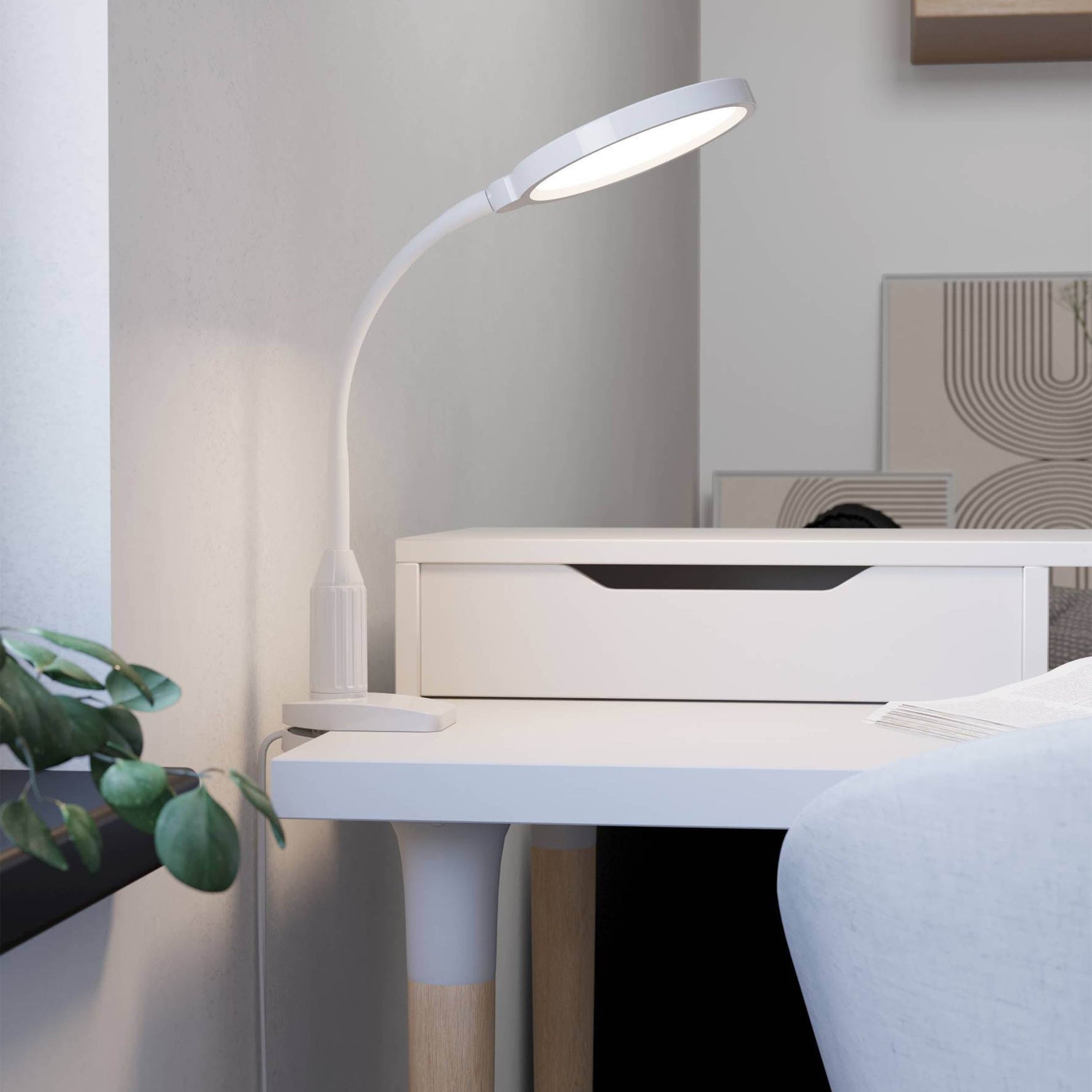 Eglo EU Lauro LED Floor Light White Plastic Slim Rounded Light Head