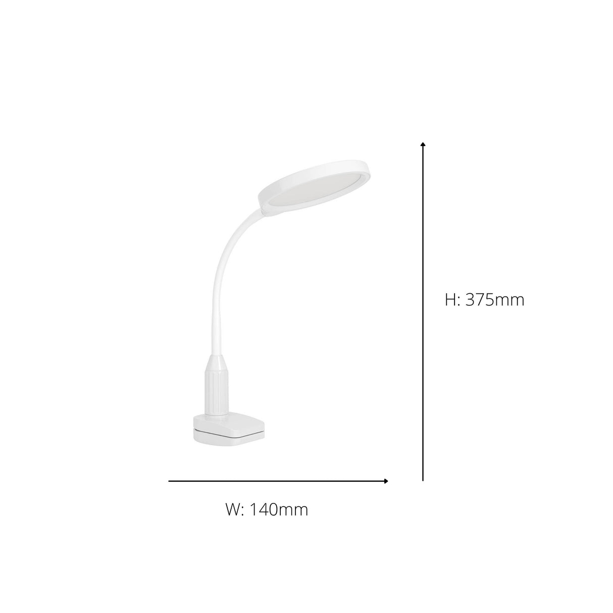 Eglo EU Lauro LED Clamp Table Lamp White Plastic with Touch Dimmer & 3?Step CCT