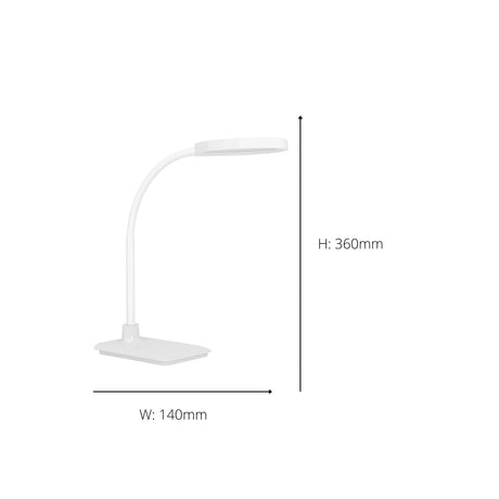 Eglo EU Lauro LED Table Lamp White Plastic Slim Rounded Light Head
