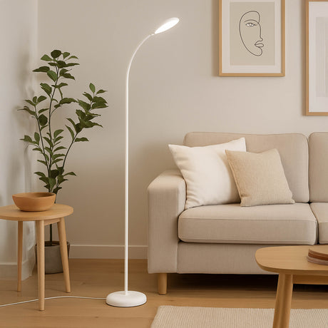 Eglo EU Lauro LED Floor Light White Plastic Slim Rounded Light Head