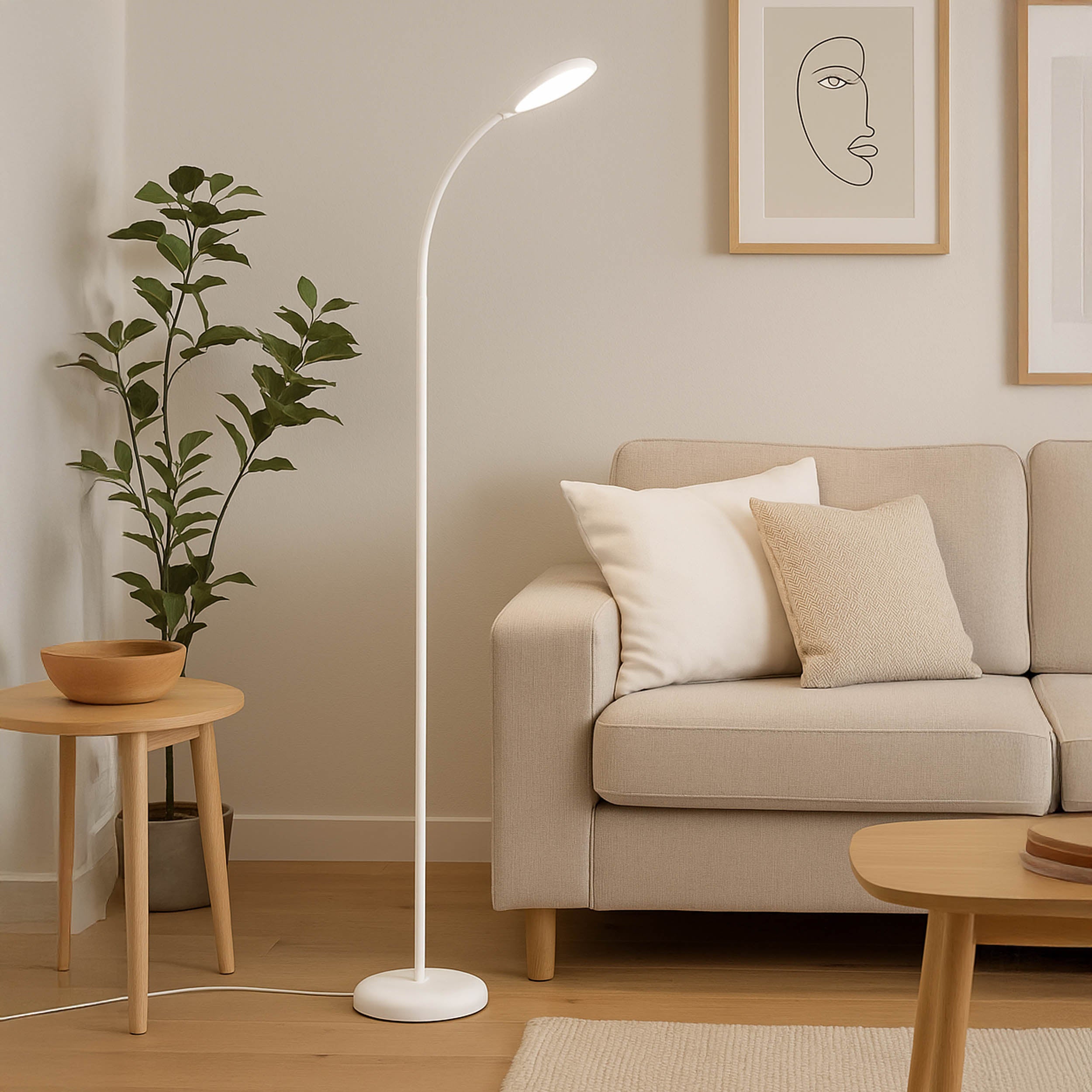 Eglo EU Lauro LED Table Lamp White Plastic Slim Rounded Light Head