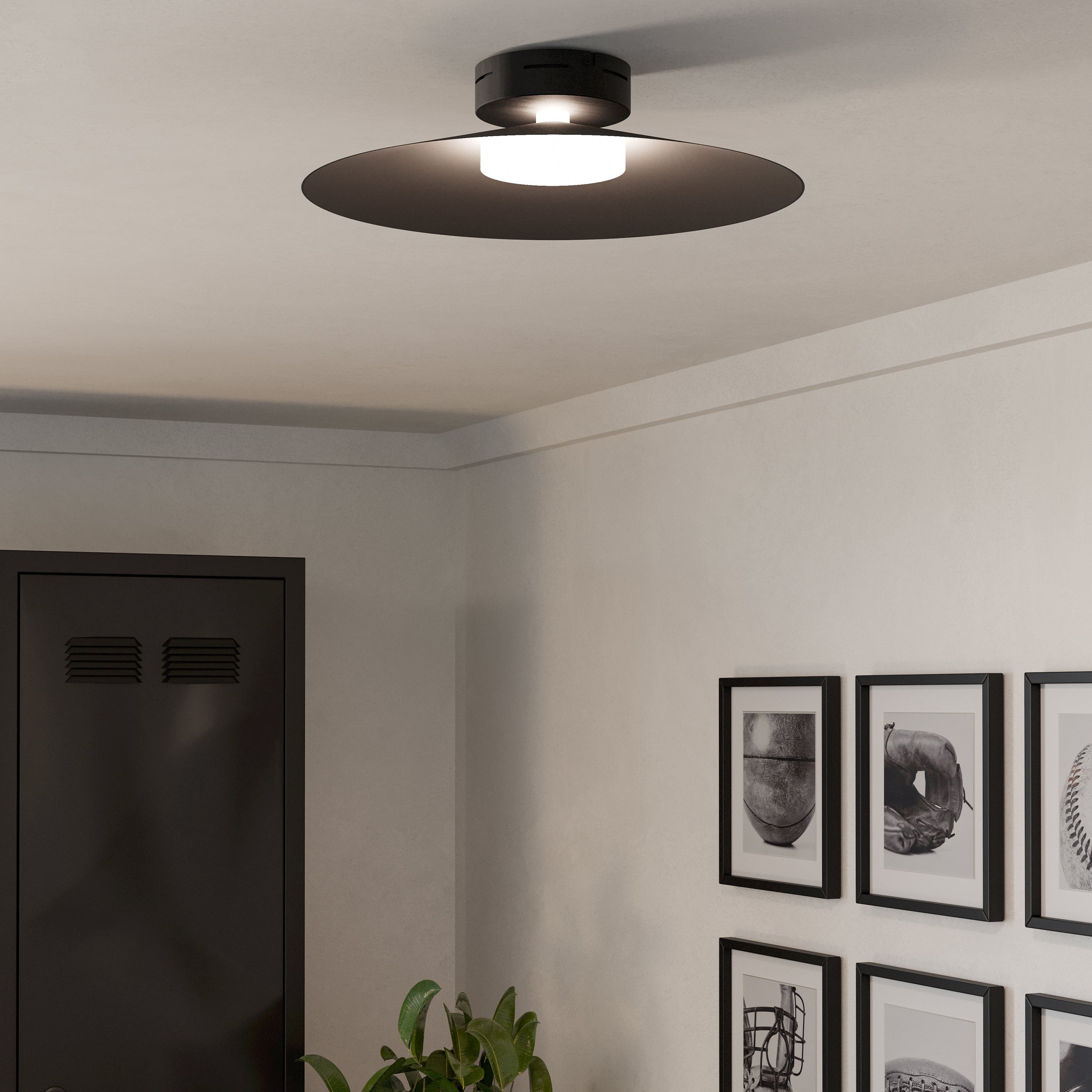 Eglo EU Conomavilla-Z Black Steel Conical Shades Modern Smart Control Single Pendant