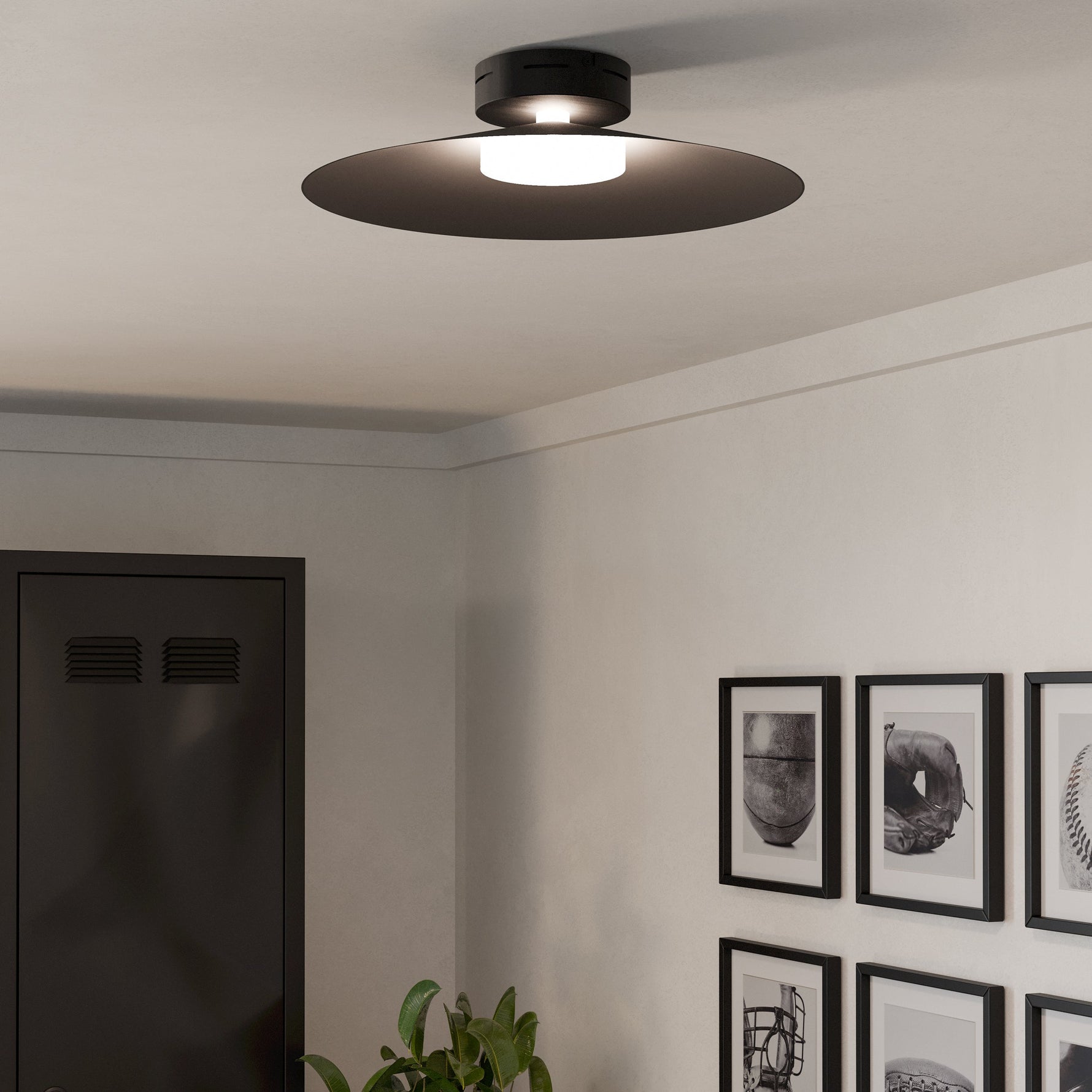 Eglo EU Conomavilla-Z Black Steel Conical Shades Modern Smart Control Single Pendant