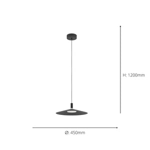 Eglo EU Conomavilla-Z Black Steel Conical Shades Modern Smart Control Single Pendant