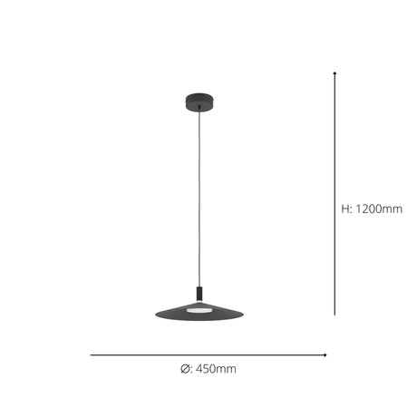 Eglo EU Conomavilla-Z Black Steel Conical Shades Modern Smart Control Single Pendant