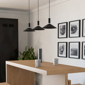 Eglo EU Conomavilla-Z Black Steel Conical Shades Modern Smart Control 3-Light Pendant