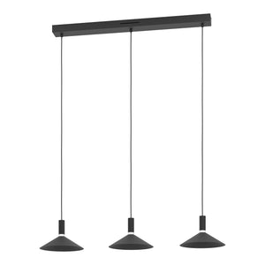 Eglo EU Conomavilla-Z Black Steel Conical Shades Modern Smart Control 3-Light Pendant