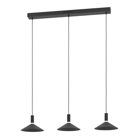 Eglo EU Conomavilla-Z Black Steel Conical Shades Modern Smart Control 3-Light Pendant