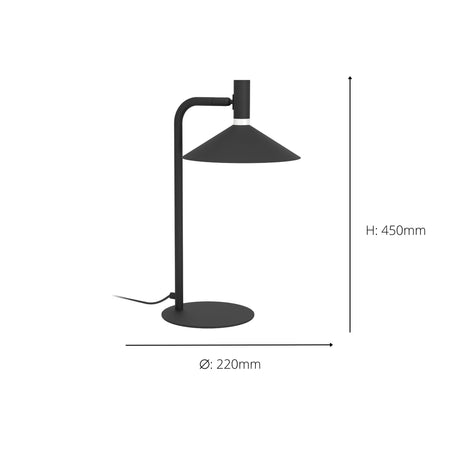 Eglo EU Conomavilla-Z Black Steel Conical Shades Modern Smart Control Table Lamp