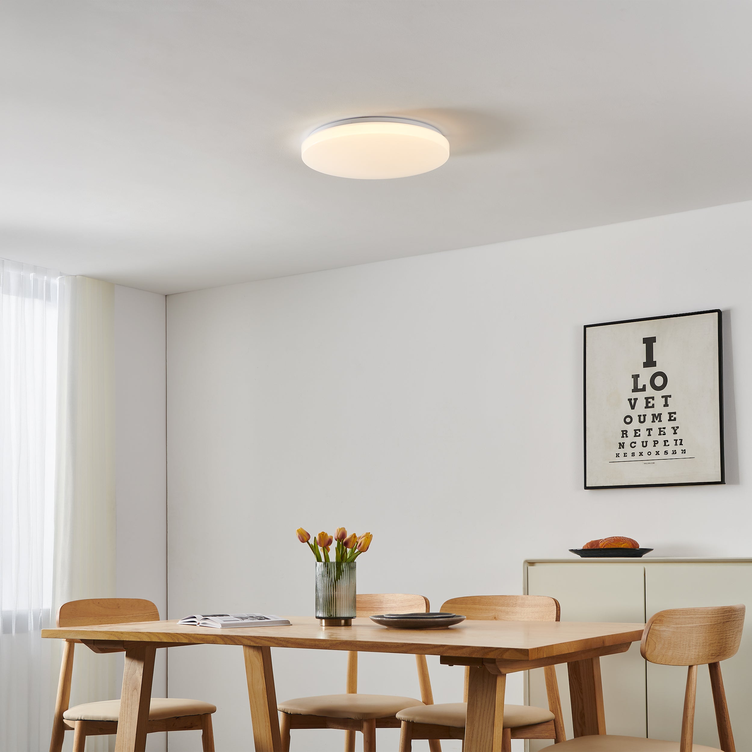 Eglo EU Frania-Z Smart Control Rounded White Crystal Effect Wall/Ceiling Light, 28cm