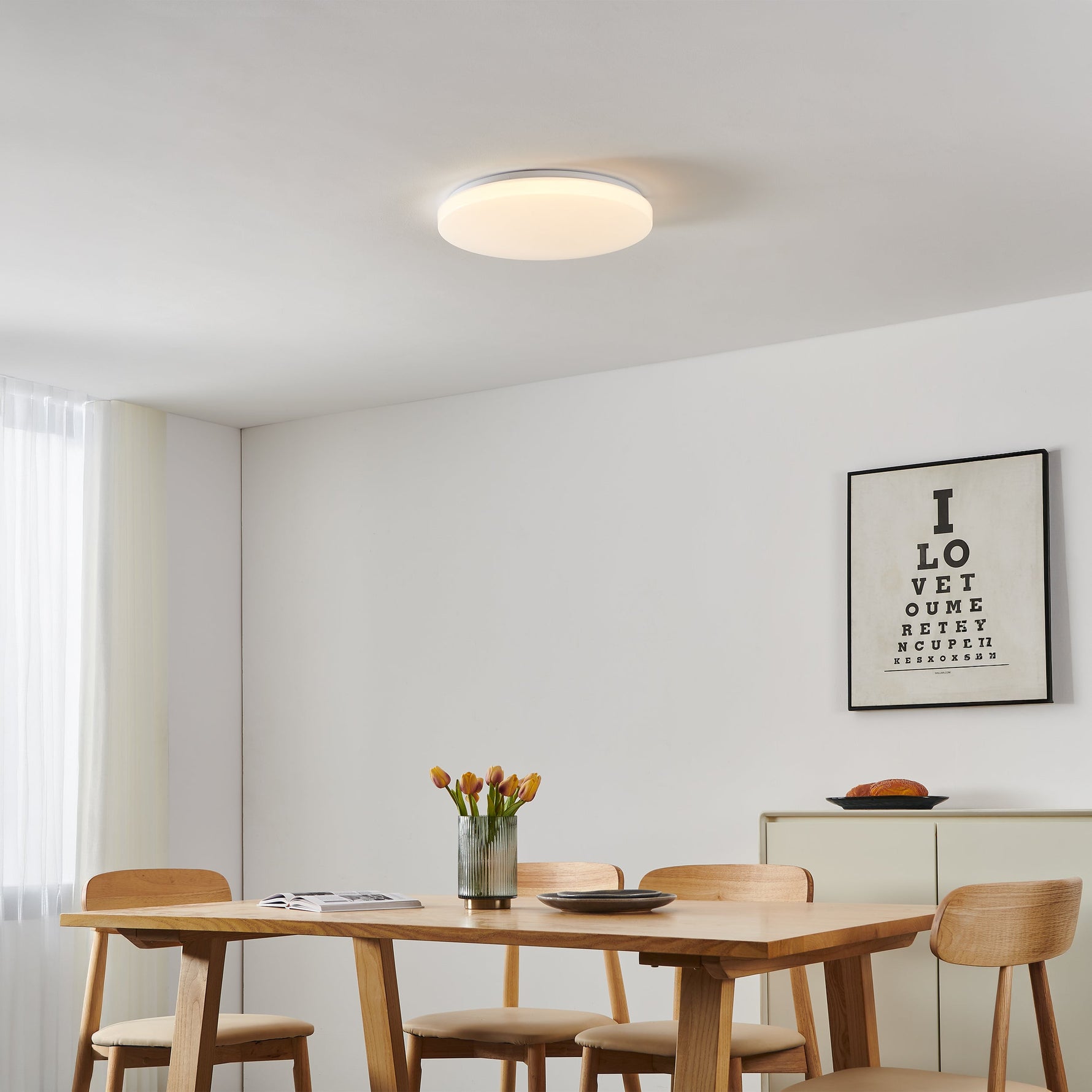 Eglo EU Frania-Z Smart Control Rounded White Crystal Effect Wall/Ceiling Light, 28cm