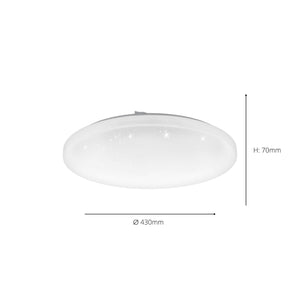 Eglo EU Frania-Z Smart Control Rounded White Crystal Effect Wall/Ceiling Light, 28cm