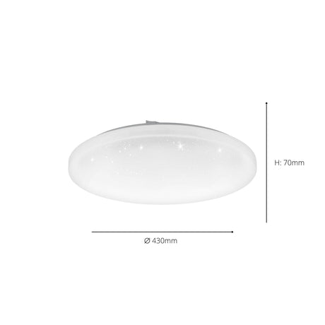 Eglo EU Frania-Z Smart Control Rounded White Crystal Effect Wall/Ceiling Light, 28cm