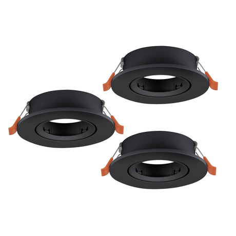 Eglo EU Barranco GU10 Black Round Set of 3 Recessed Light, 9cm