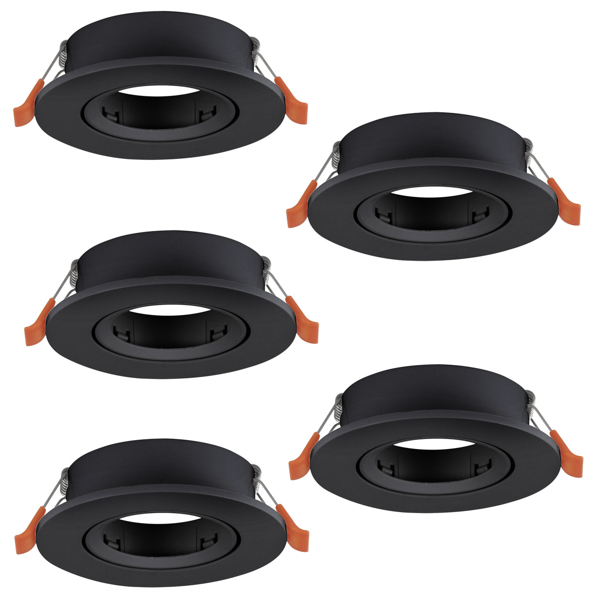 Eglo EU Barranco GU10 Black Round Set of 5 Recessed Light, IP20, 9cm