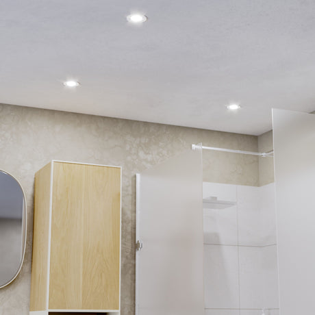 Eglo EU Barranco GU10 White Round Recessed Light, IP44, 8.4cm, 3000K