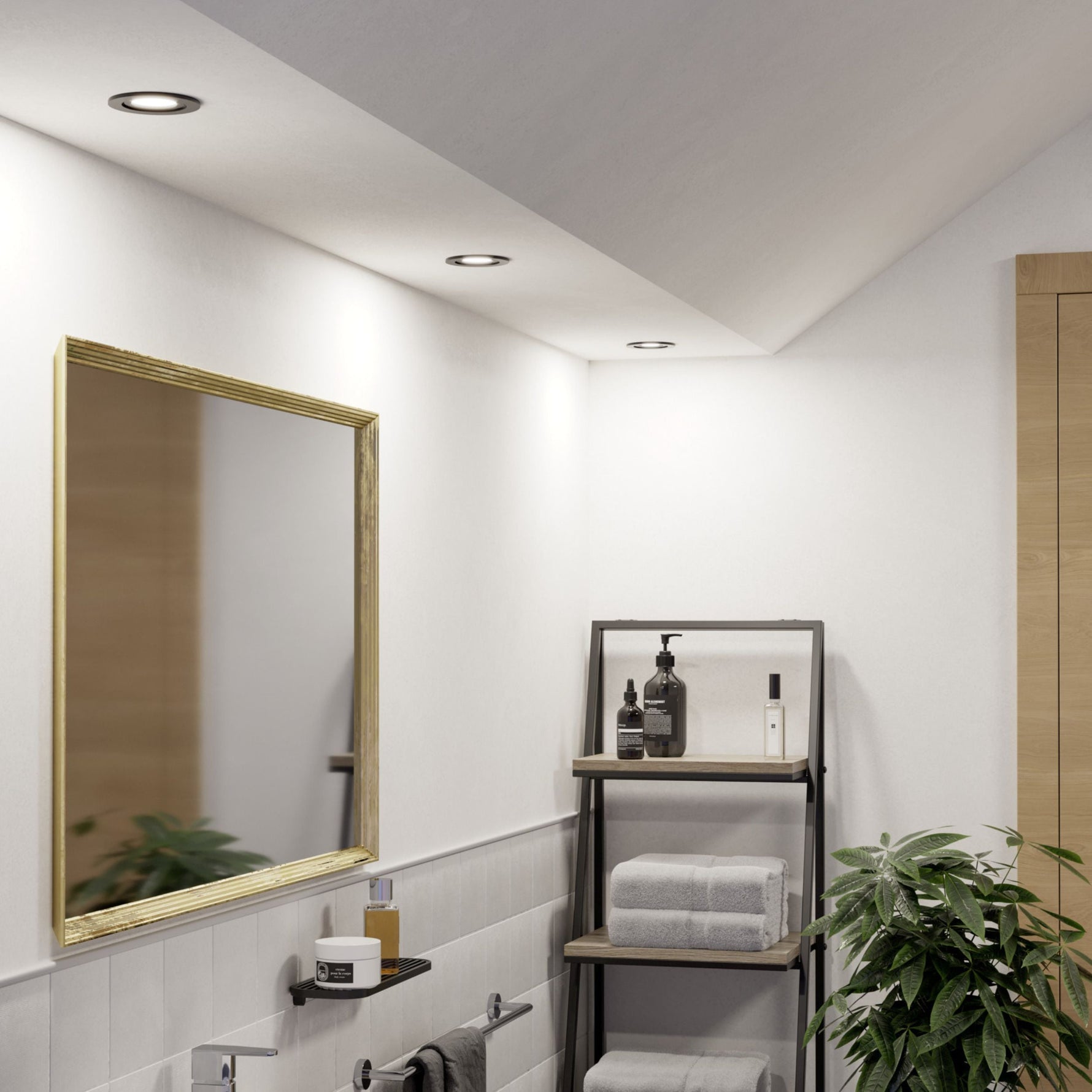 Eglo EU Barranco GU10 Satin Nickel Round Set of 3 Recessed Light, IP44, 8.4cm, 3000K product image - Endon Lighting from First Light Direct with great prices and fast UK delivery