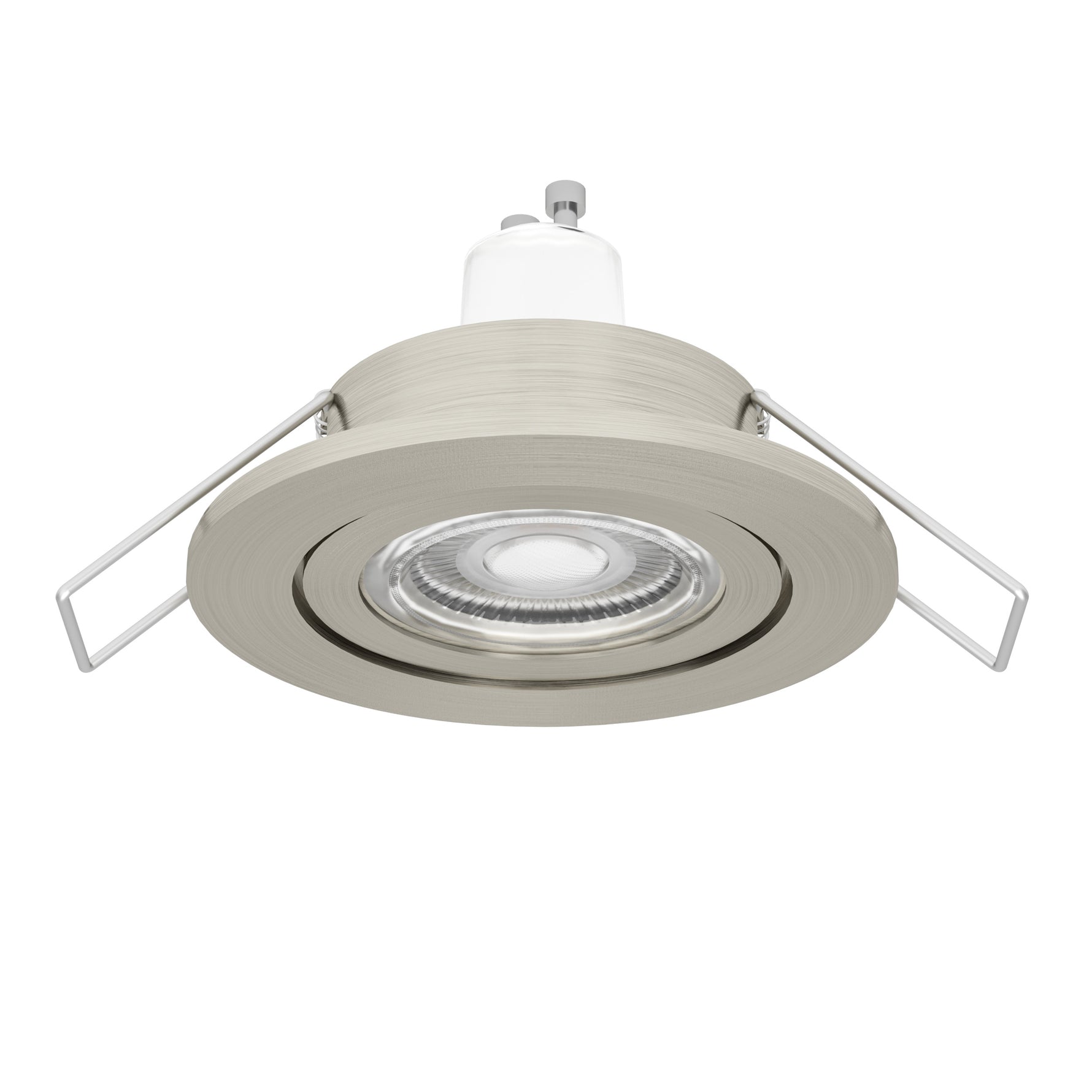 Eglo EU Barranco GU10 Satin Nickel Round Recessed Light, IP44, 8.4cm, 3000K product image - Endon Lighting from First Light Direct with great prices and fast UK delivery