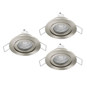 Eglo EU Barranco GU10 Satin Nickel Round Set of 3 Recessed Light, IP44, 8.4cm, 3000K