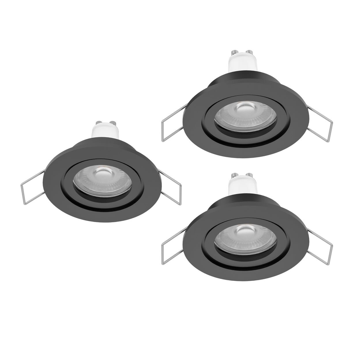 Eglo EU Barranco GU10 Black Round Set of 3 Recessed Light, IP44, 8.4cm, 4000K
