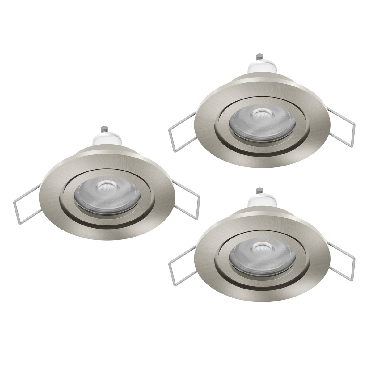 Eglo EU Barranco GU10 Satin Nickel Round Set of 3 Recessed Light, IP44, 8.4cm, 4000K