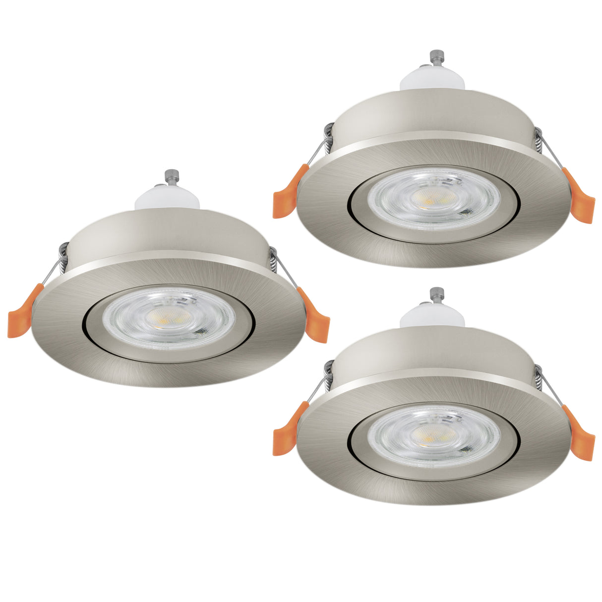 Eglo EU Barranco GU10 Satin Nickel Round Set of 3 Recessed Light, IP20, 9cm, 4000K